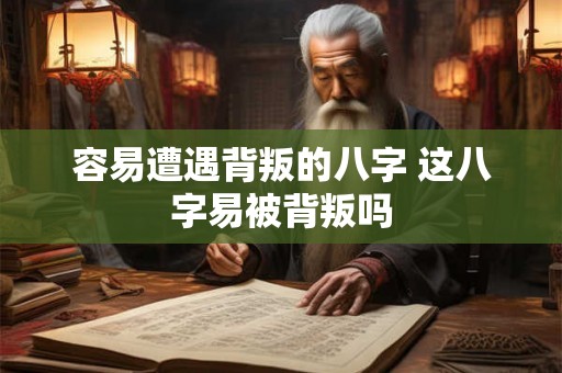 容易遭遇背叛的八字 这八字易被背叛吗