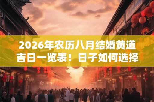 2026年农历八月结婚黄道吉日一览表！日子如何选择