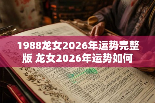 1988龙女2026年运势完整版 龙女2026年运势如何 1988龙女2026年运势完整版 龙女2026年运势如何