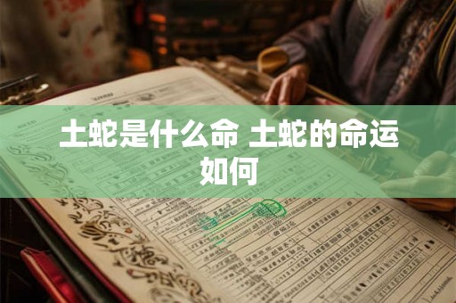 土蛇是什么命 土蛇的命运如何