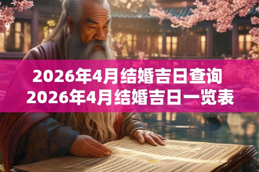 2026年4月结婚吉日查询 2026年4月结婚吉日一览表 2026年4月结婚吉日查询 2026年4月结婚吉日一览表