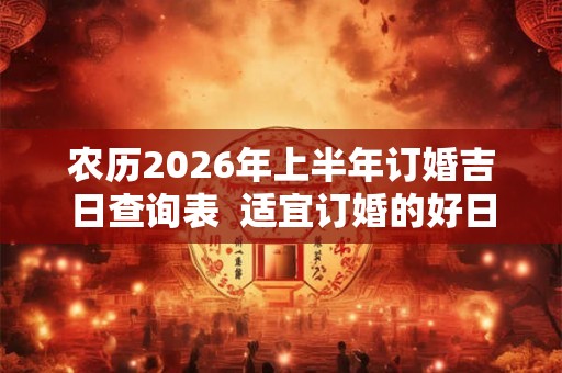农历2026年上半年订婚吉日查询表 适宜订婚的好日子 农历2026年上半年订婚吉日查询表 适宜订婚的好日子