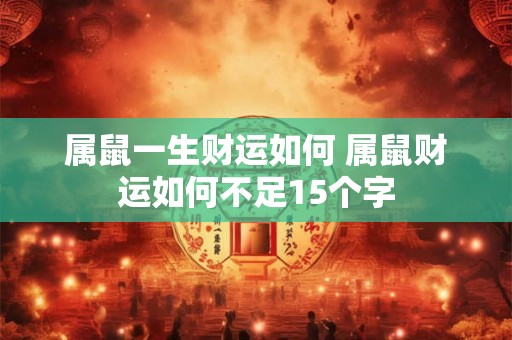 属鼠一生财运如何 属鼠财运如何不足15个字 属鼠一生财运如何 属鼠财运如何不足15个字
