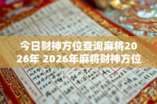 今日财神方位查询麻将2026年 2026年麻将财神方位在哪
