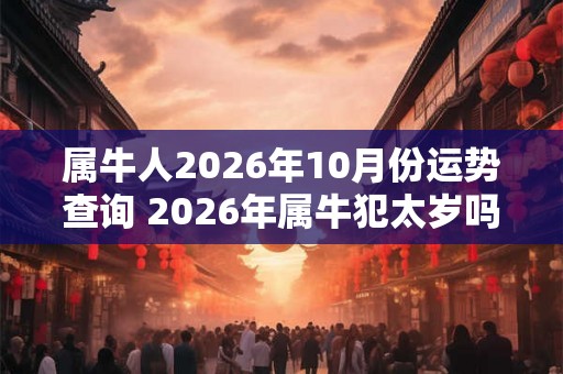 属牛人2026年10月份运势查询 2026年属牛犯太岁吗