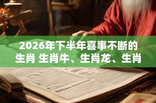 2026年下半年喜事不断的生肖 生肖牛、生肖龙、生肖猴 2026年下半年喜事不断的生肖 生肖牛、生肖龙、生肖猴