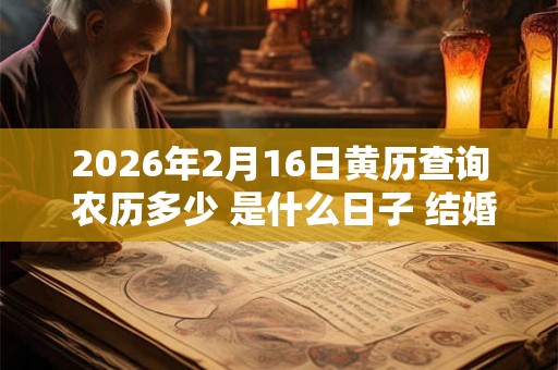 2026年2月16日黄历查询 农历多少 是什么日子 结婚吉时 2026年2月16日黄历查询 农历多少 是什么日子 结婚吉时