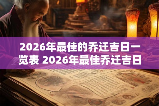 2026年最佳的乔迁吉日一览表 2026年最佳乔迁吉日是哪几天