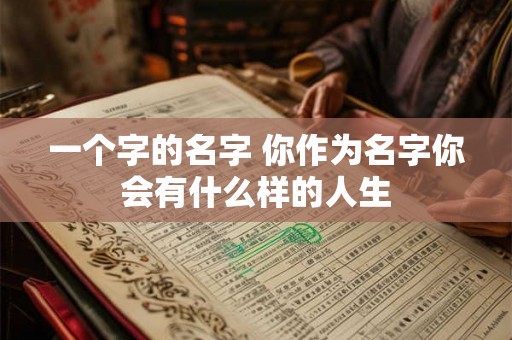 一个字的名字 你作为名字你会有什么样的人生