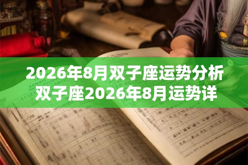 2026年8月双子座运势分析 双子座2026年8月运势详解