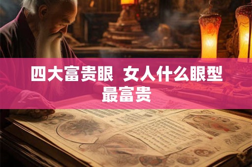 四大富贵眼  女人什么眼型最富贵