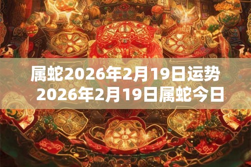 属蛇2026年2月19日运势  2026年2月19日属蛇今日运势