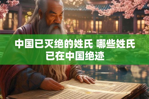 中国已灭绝的姓氏 哪些姓氏已在中国绝迹