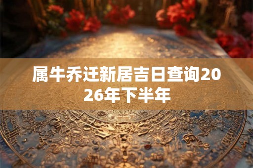 属牛乔迁新居吉日查询2026年下半年