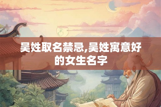 吴姓取名禁忌,吴姓寓意好的女生名字