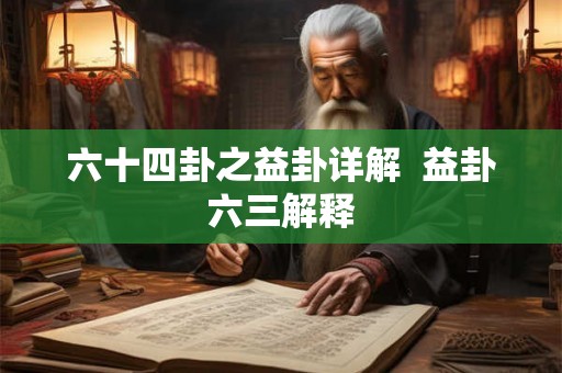 六十四卦之益卦详解  益卦六三解释
