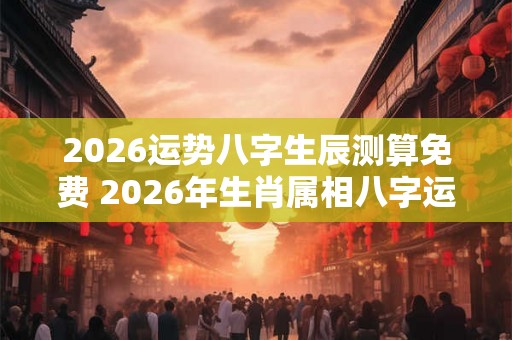 2026运势八字生辰测算免费 2026年生肖属相八字运势如何免费提供生辰八字测算结果