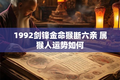 1992剑锋金命猴断六亲 属猴人运势如何