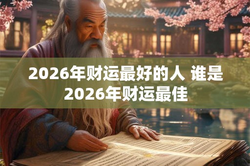 2026年财运最好的人 谁是2026年财运最佳