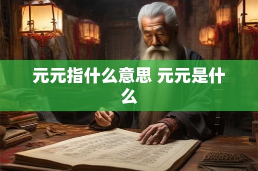 元元指什么意思 元元是什么