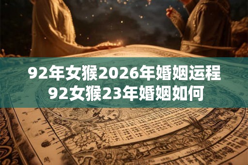 92年女猴2026年婚姻运程 92女猴23年婚姻如何