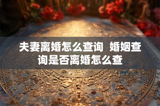夫妻离婚怎么查询  婚姻查询是否离婚怎么查