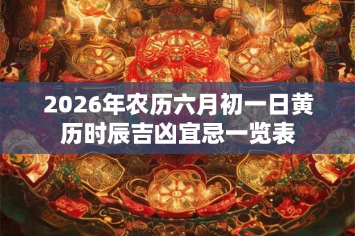 2026年农历六月初一日黄历时辰吉凶宜忌一览表