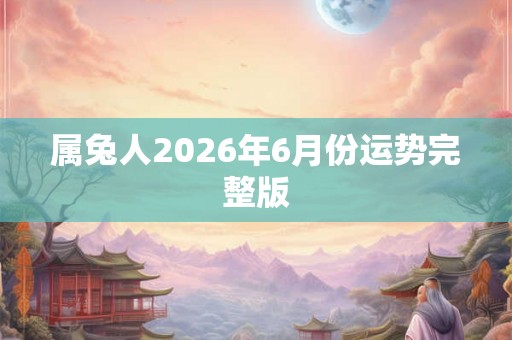 属兔人2026年6月份运势完整版 属兔人2026年6月份运势完整版