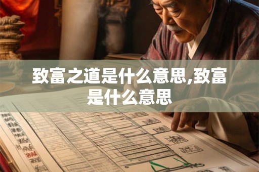 致富之道是什么意思,致富是什么意思