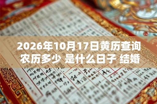2026年10月17日黄历查询 农历多少 是什么日子 结婚吉时