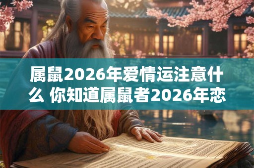属鼠2026年爱情运注意什么 你知道属鼠者2026年恋爱需要注意什么吗 属鼠2026年爱情运注意什么 你知道属鼠者2026年恋爱需要注意什么吗