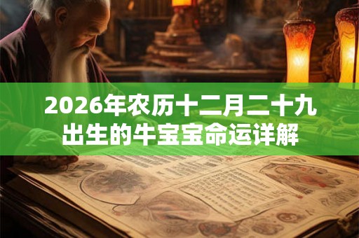 2026年农历十二月二十九出生的牛宝宝命运详解
