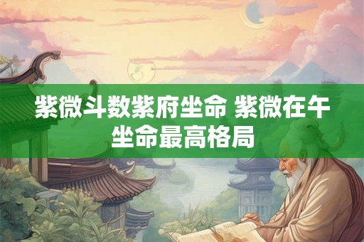 紫微斗数紫府坐命 紫微在午坐命最高格局