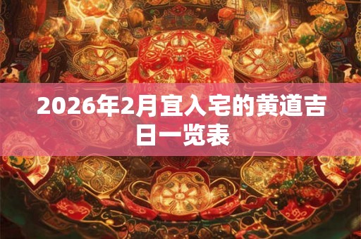 2026年2月宜入宅的黄道吉日一览表