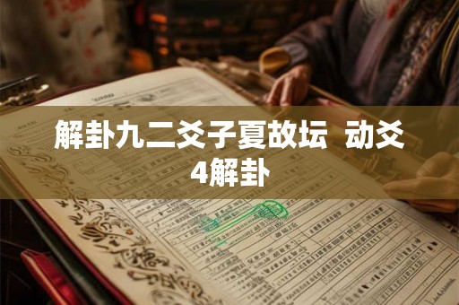 解卦九二爻子夏故坛 动爻4解卦 解卦九二爻子夏故坛 动爻4解卦