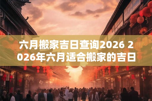 六月搬家吉日查询2026 2026年六月适合搬家的吉日查询