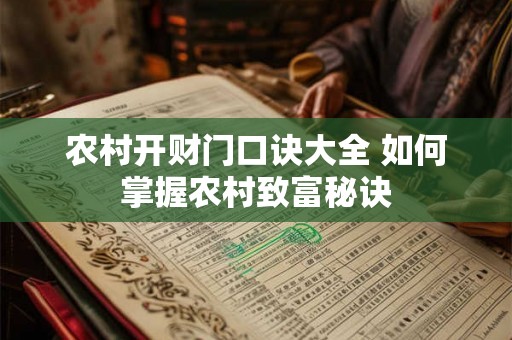 农村开财门口诀大全 如何掌握农村致富秘诀