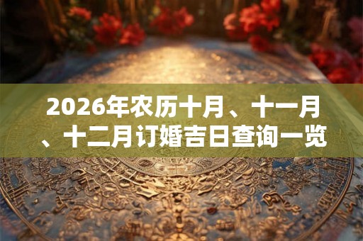 2026年农历十月、十一月、十二月订婚吉日查询一览表！