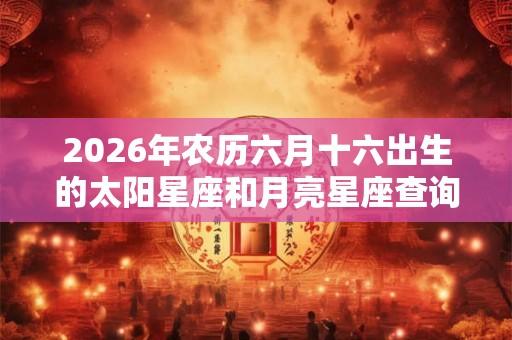 2026年农历六月十六出生的太阳星座和月亮星座查询！