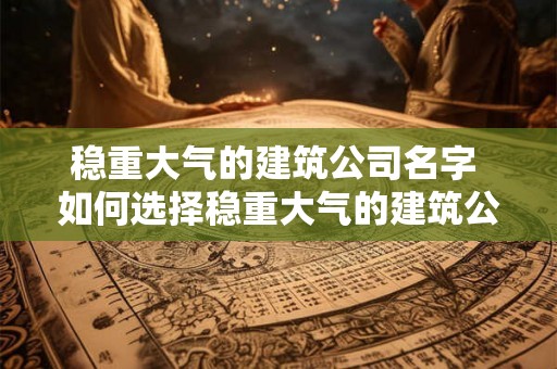 稳重大气的建筑公司名字 如何选择稳重大气的建筑公司以确保您的投资安全和品质保证