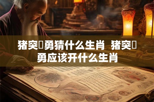 猪突豨勇猜什么生肖  猪突豨勇应该开什么生肖