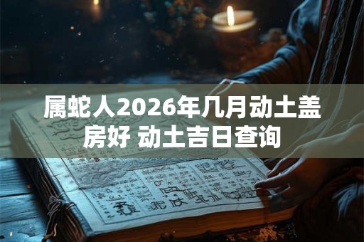 属蛇人2026年几月动土盖房好 动土吉日查询