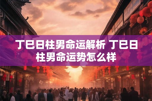 丁巳日柱男命运解析 丁巳日柱男命运势怎么样