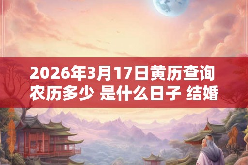 2026年3月17日黄历查询 农历多少 是什么日子 结婚吉时 2026年3月17日黄历查询 农历多少 是什么日子 结婚吉时