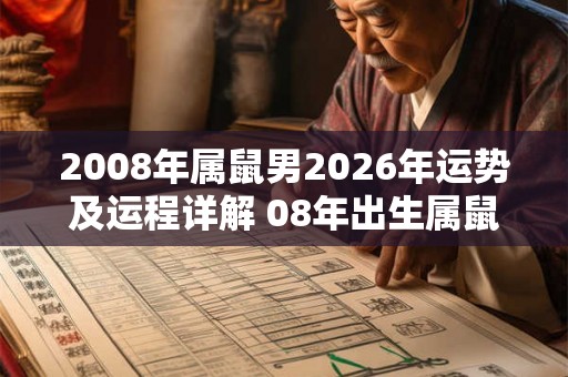 2008年属鼠男2026年运势及运程详解 08年出生属鼠人2026全年每月运势男性
