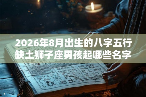 2026年8月出生的八字五行缺土狮子座男孩起哪些名字好