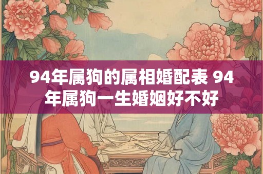 94年属狗的属相婚配表 94年属狗一生婚姻好不好 94年属狗的属相婚配表 94年属狗一生婚姻好不好