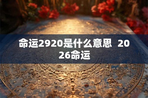 命运2920是什么意思 2026命运 命运2920是什么意思 2026命运