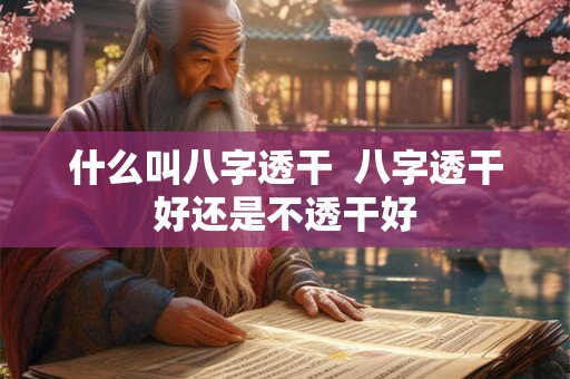 什么叫八字透干  八字透干好还是不透干好