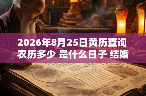 2026年8月25日黄历查询 农历多少 是什么日子 结婚吉时